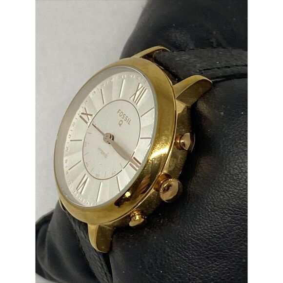 Fossil FTW5018 Women's Black Leather White Analog Dial Hybrid Smartwatch XX802 - Picture 4 of 12